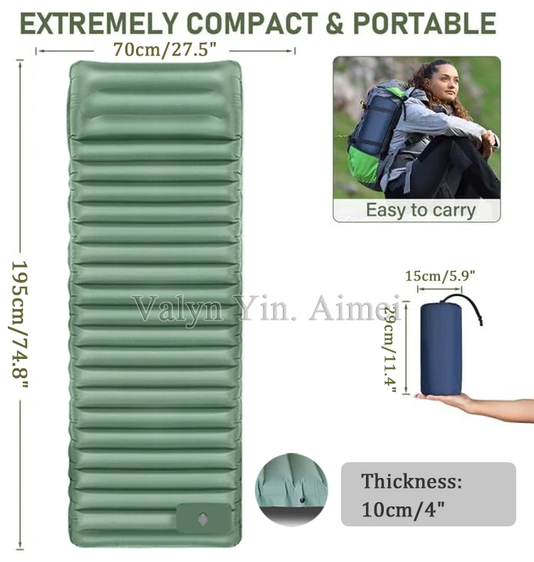 Ultralight Self Inflating Camping Air Mattress Pad Ultra-Thick Camping Pad Sleeping Pad for Backpacking Hiking Traveling Tent