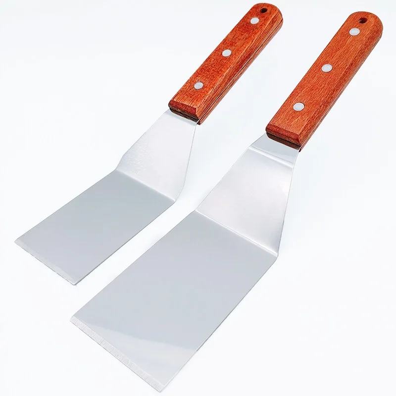 Griddle Spatula Turners Shovel Meat Flipper Grill Spatula Tools with wooden handle for BBQ Grill and Flat Top Griddle