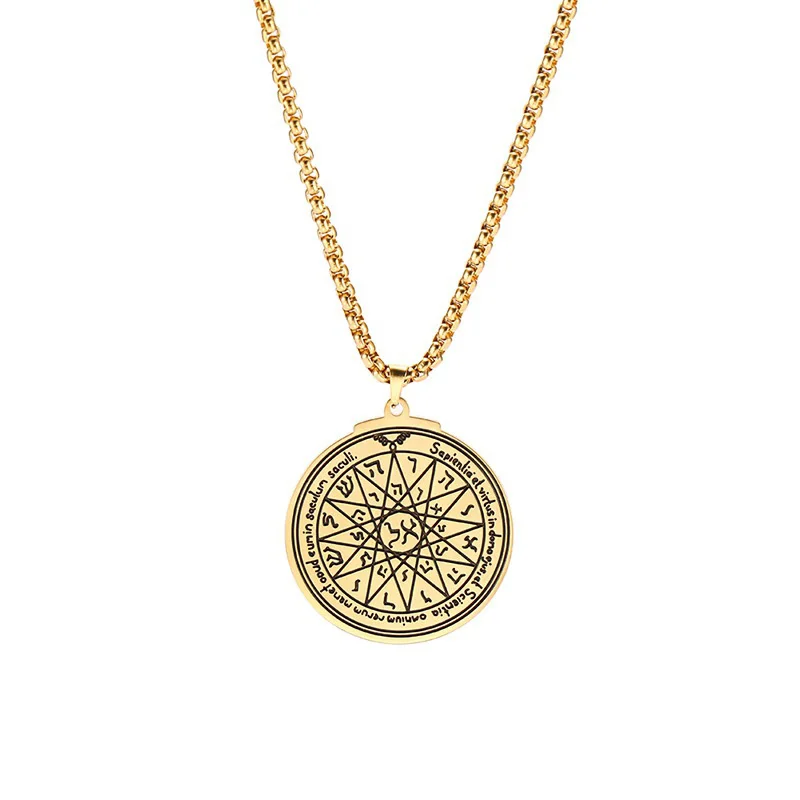 Custom Silver Gold Plated Jewelry Retro Mercury Array Awn Star Compass Pendant Stainless Steel Necklaces Wholesale
