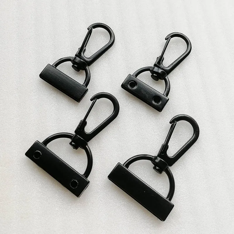 Wholesale Custom Double Hole Black Dog Hook Swivel for Woven Tape End Clip Stopper Snap Hook