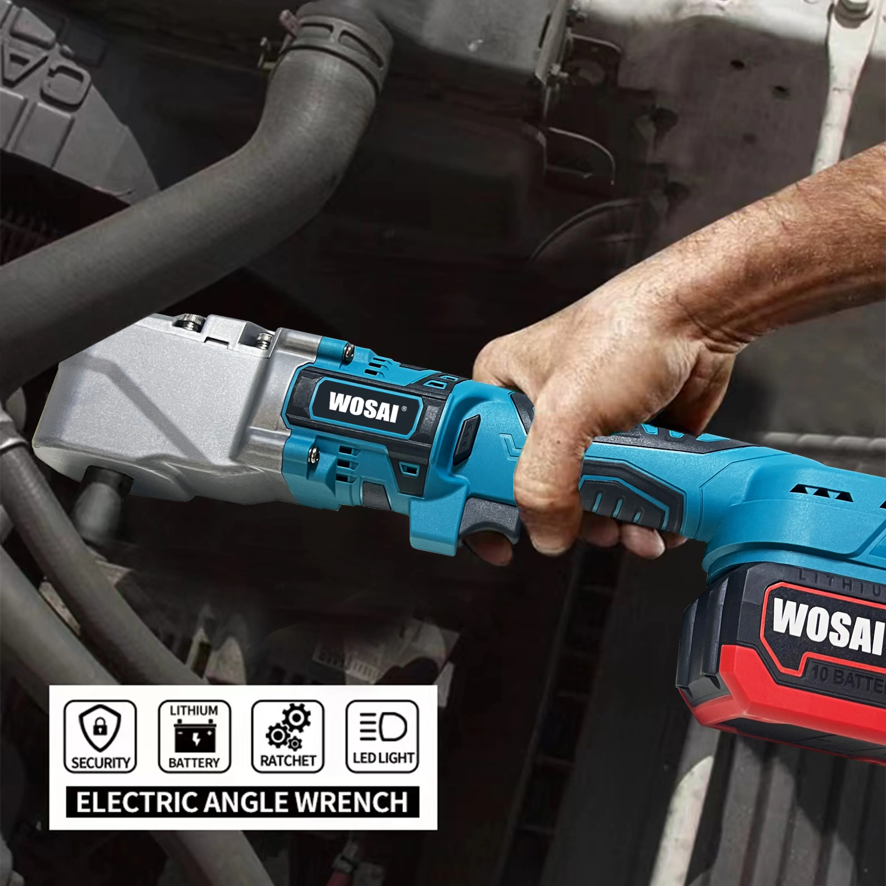 WOSAI 20v Brushless 90 Degrees Cordless Ratchet Wrench Power Wrenches