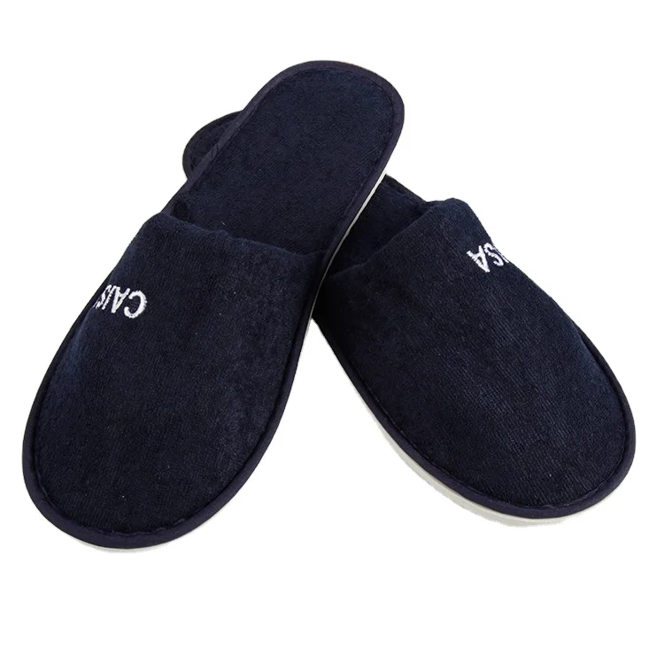 Cheap Disposable Black Hotel Slippers Cheap Personalized Slippers with Logo for Hotel Guests