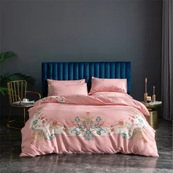 Factory wholesale 2021new design luxury microfiber fabric 150gsm high thread count smooth big size bed cover bedding set 4 piece