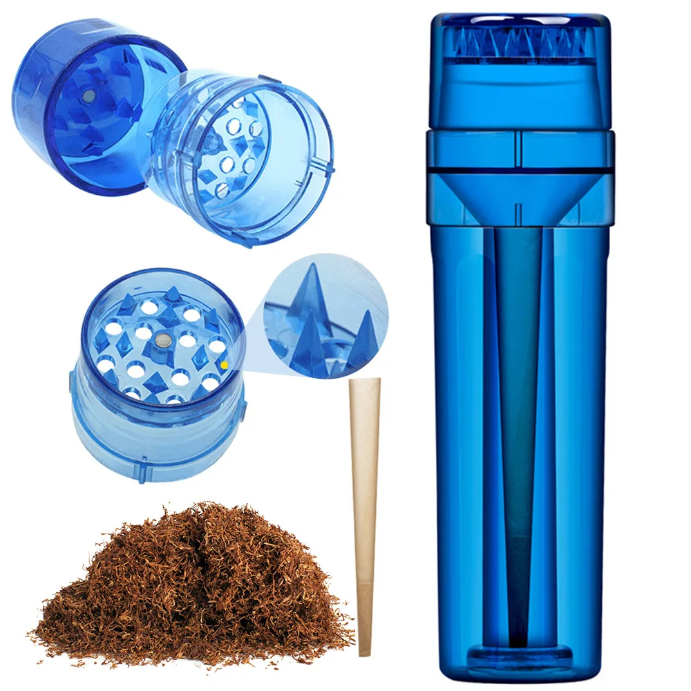Wholesale Transparent plastic Jar Plastic Smoke Tobacco Spice Grinders Lightweight Portable Integrated Machine Herb Grinder