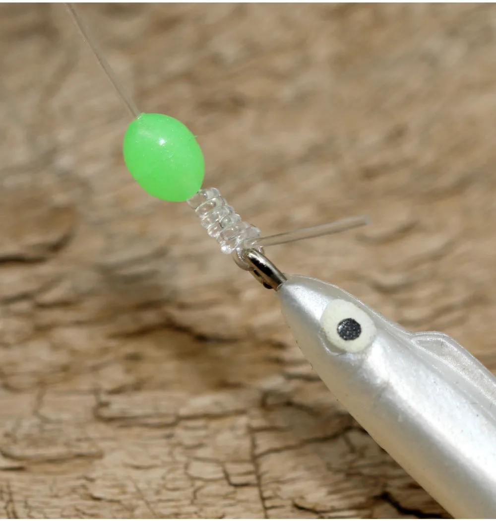 GS Sabiki Rigs Fishing Flasher Lures Bait Rigs Fish Skin Glow Fishing Beads for Freshwater/Saltwater