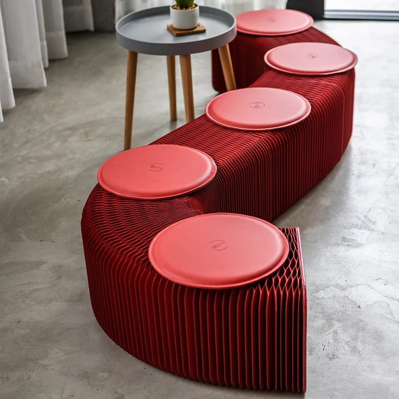 6 persons 28cm Height kraft honeycomb folding  paper bench for fair couch living room Bench