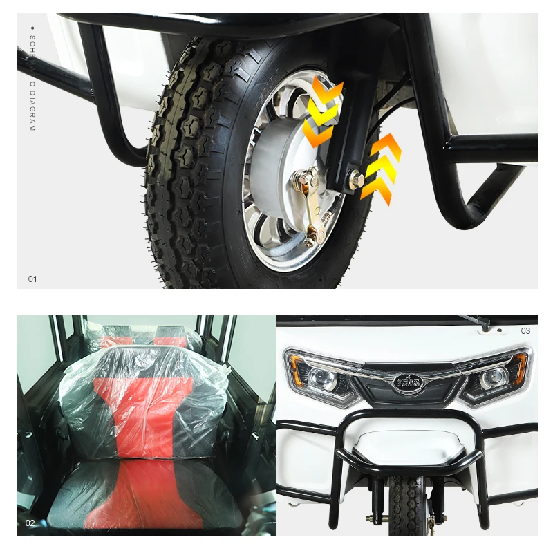 closed Mini 3 wheel electric tricycle tuk tuk for passenger Closed cabin electric tricycles best for mini taxi with 5 doors