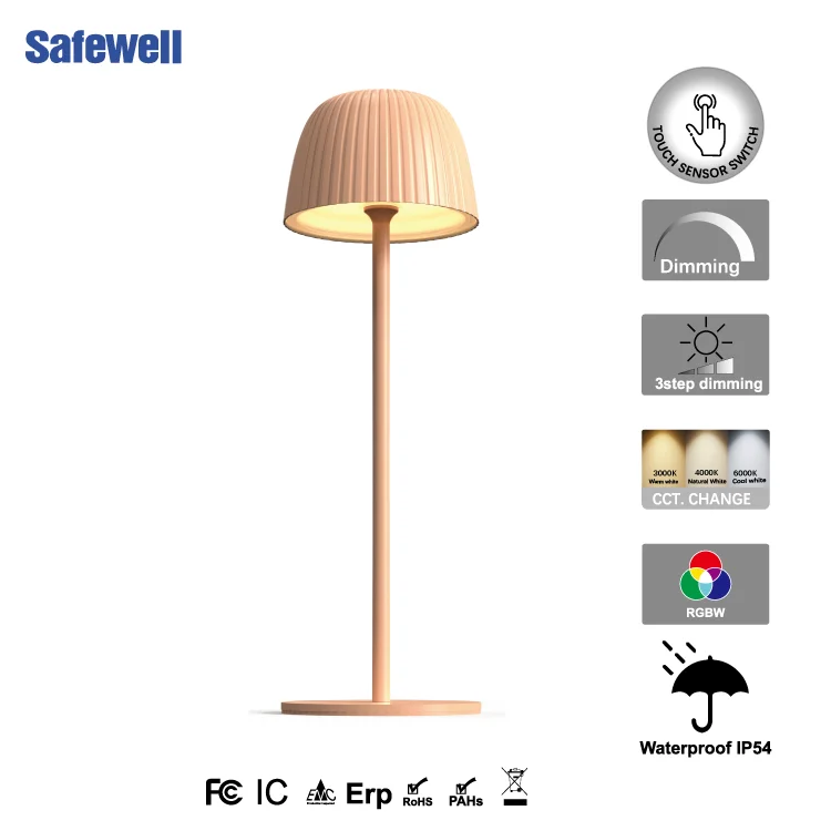 Simple Vertical Shade Metal Shade Table Lamp Dimmable RGB Rechargeable Restaurant Hotel Bedroom Table Lamp Waterproof IP54
