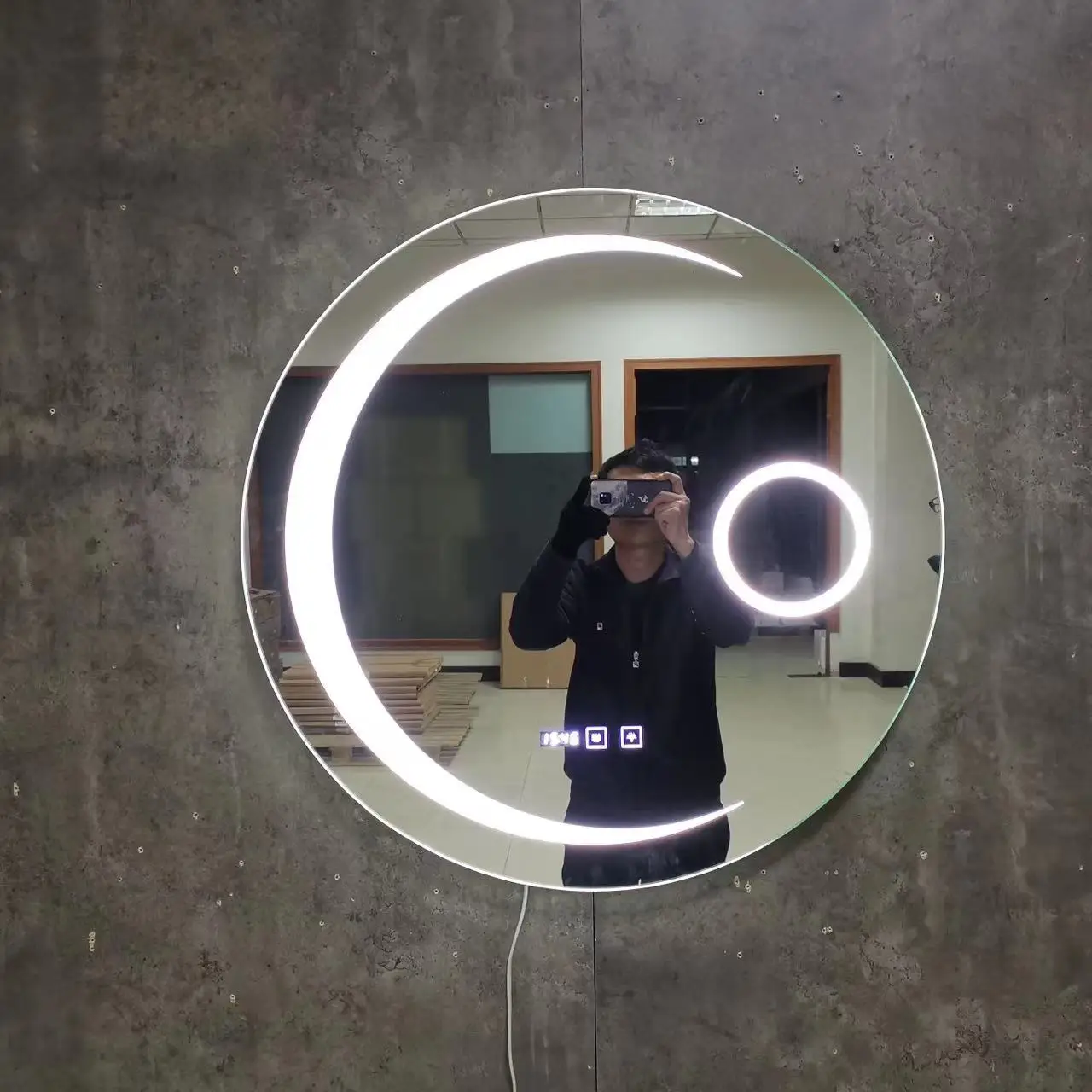 Round 3 color LED lighted home salon makeup modern mirror