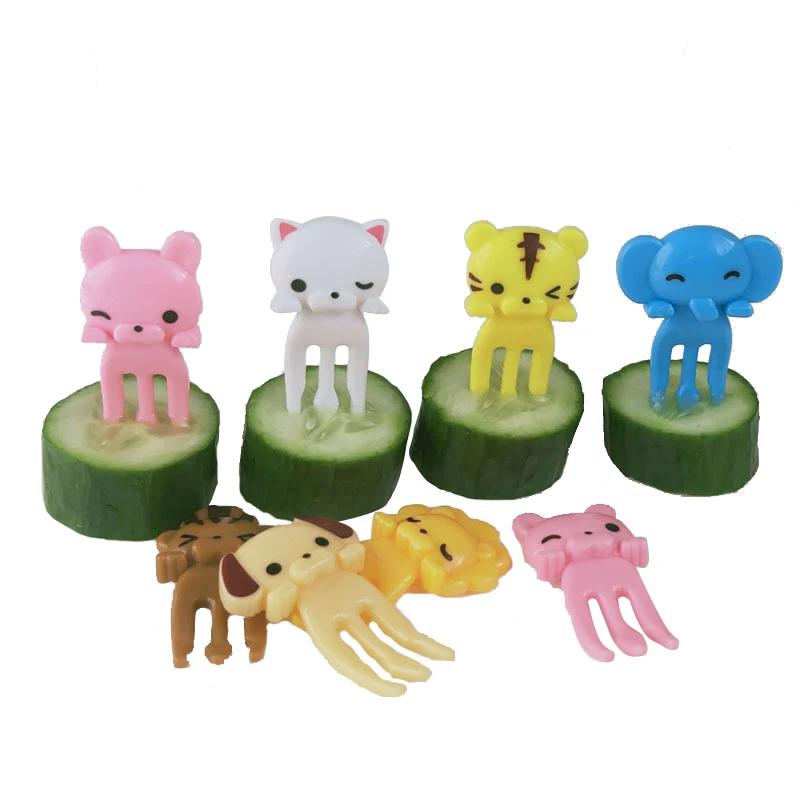 Japanese Bento Food Picks Plastic Fruit Forks Unicorn Tiger Lion 8 Pieces Animal Food Picks For Kids