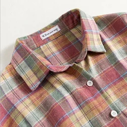 Autumn new Korean loose made old mottled long sleeve plaid shirt men  casual style shirt