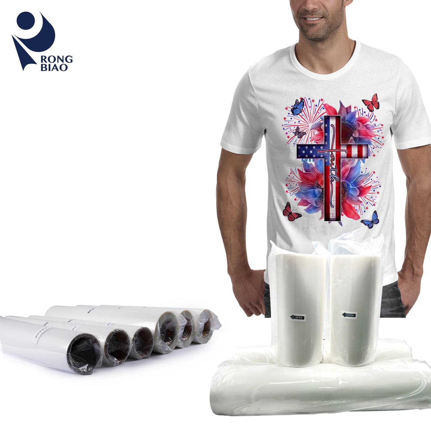 30cm heat transfer printing roll machine pet transfer printing sticker designs film dtf heat transfer paper for t shirt