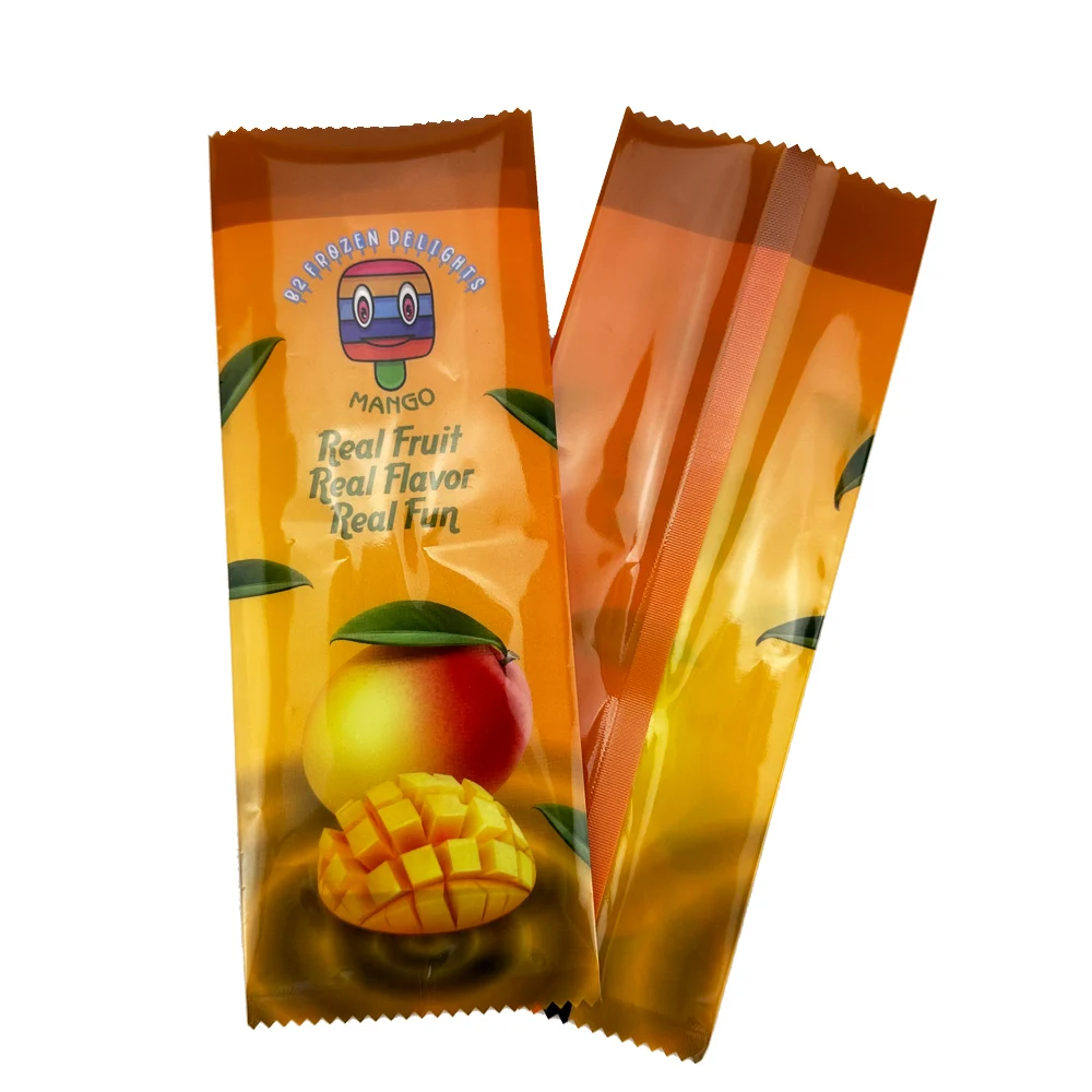 Eco friendly wholesale glossy finished food grade plastic back seal custom printed ice popsicle lolly packaging bags