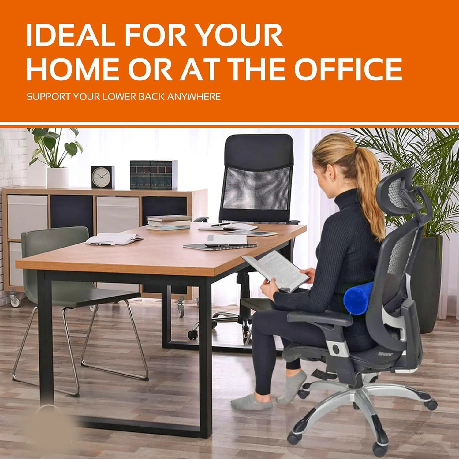 Round Cervical Roll Cylinder Bolster Pillow, Memory Foam Removable Washable Cover, Ergonomically Designed for Head, Neck, Back,