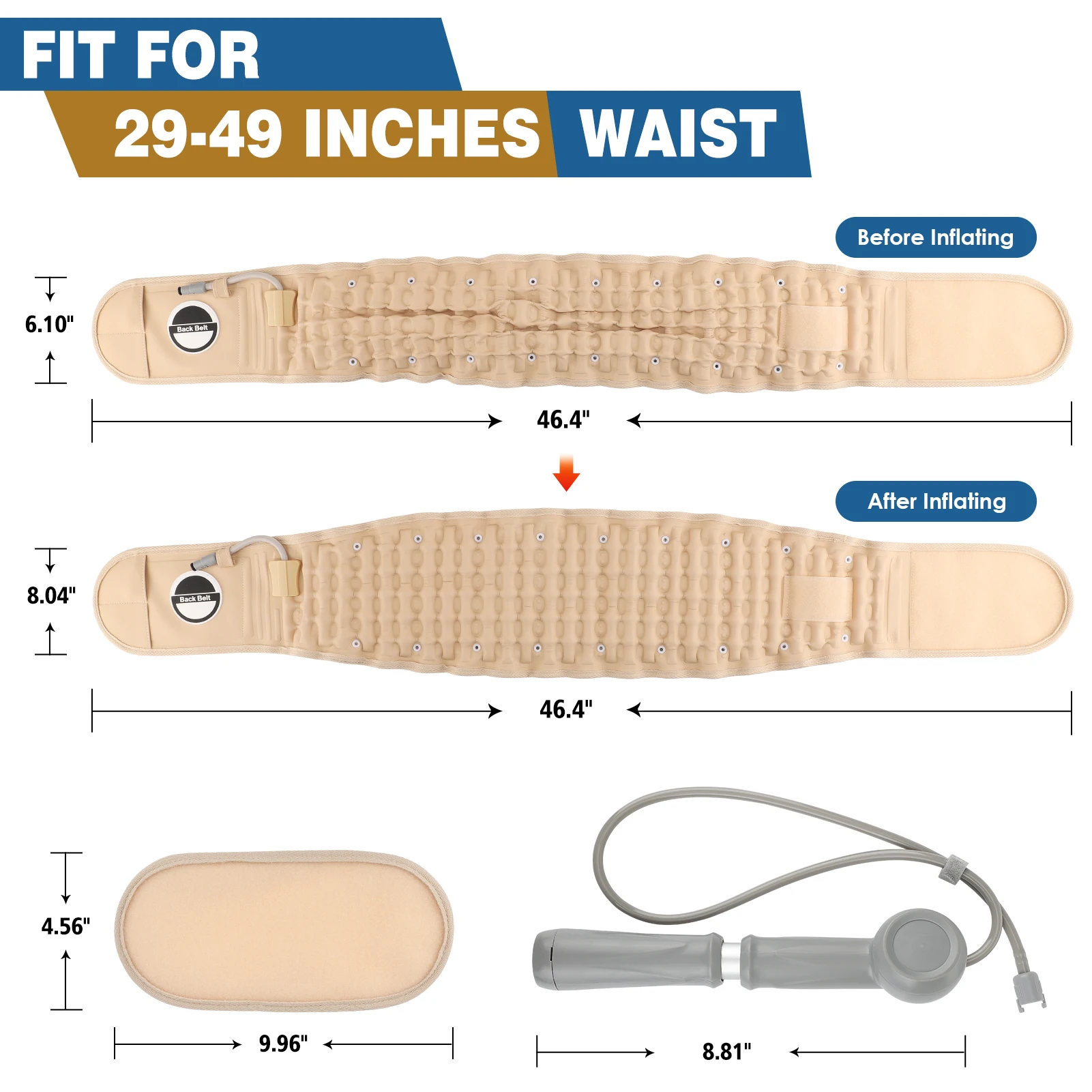 Adjustable Leather Waist Support Lumbar Traction Brace Inflatable Back Spinal Decompression Belt