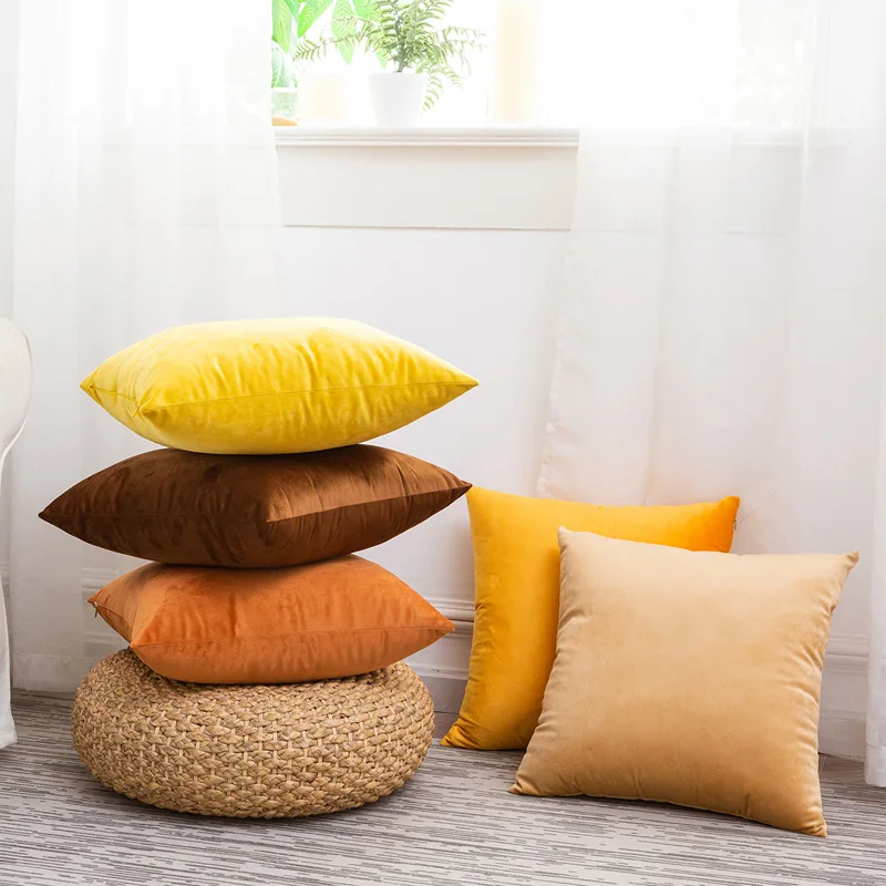 Modern Plain Velvet Decorative Throw Decorative Pillow Cover Soft Solid Square Cushion Case for Sofa Couch