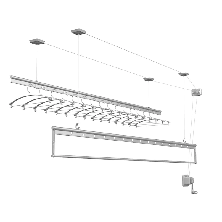High Quality Three Pole Hand Operated Lift Balcony Ceiling Clothes Drying Rack Hanger