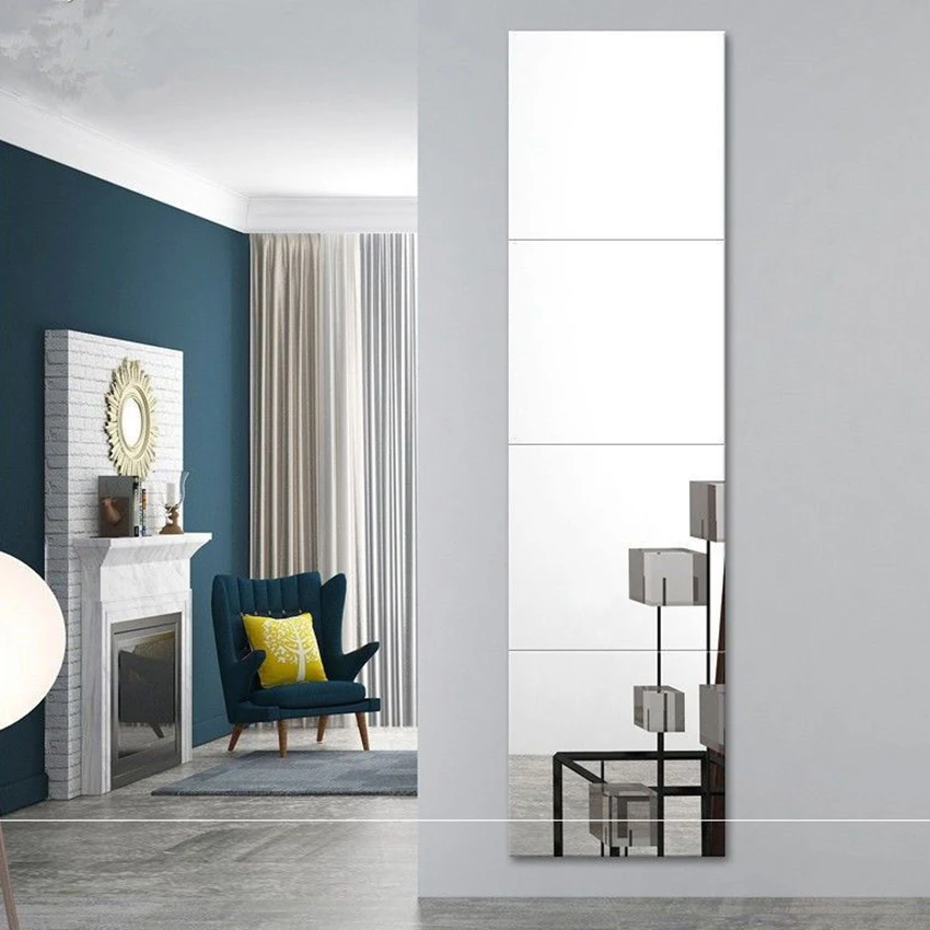 OEM Sheets Diy Self Adhesive Glass Tiles Acrylic Wall Decorative Makeup Full Length Body for Room Home Wall Decor Mirror Miroir
