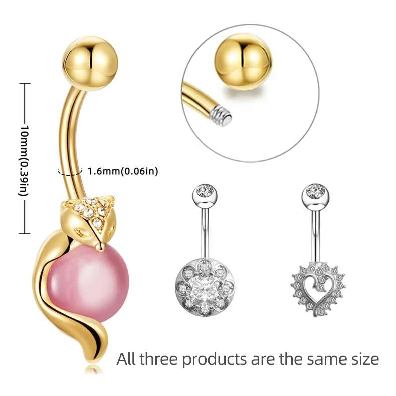 halloween bee flower navel belly button rings with natural stones heart body piercing jewelry play boy nombril wholesale