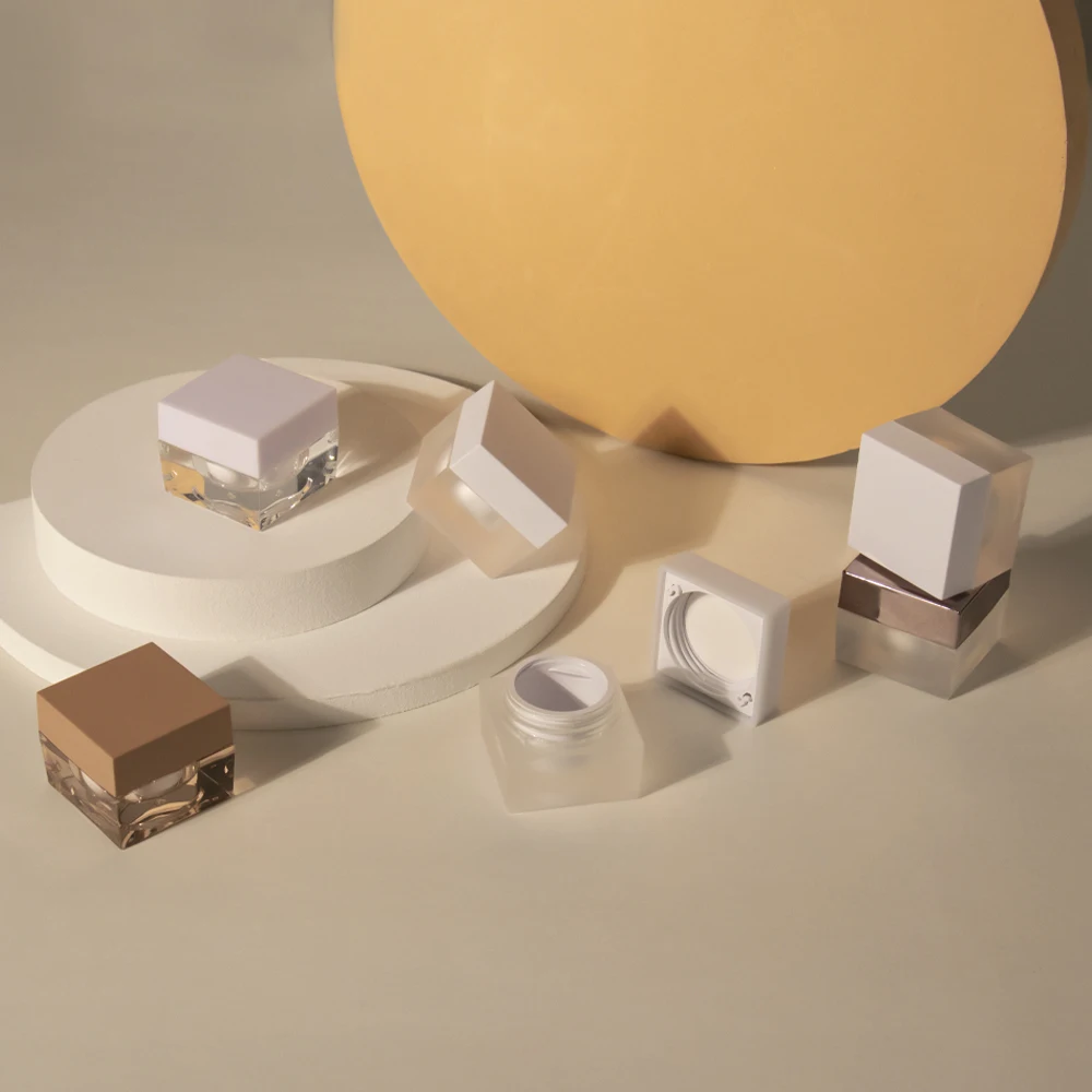 3g 5g 10g 15ml Square custom uv cap plastic jars for the painting gel polish dip powder and cosmetic cream jar with white lid