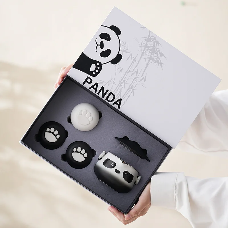 Hot Sale Panda Ceramic Tea Set Cute Panda Gongfu Tea pot and Cups Set Panda Design Tea Set for Gift