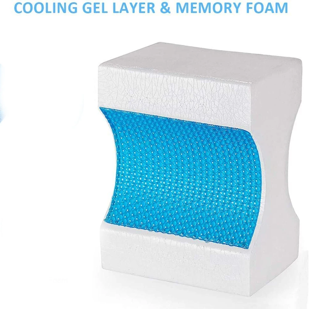 Ergonomic Cooling Gel Memory Foam Orthopedic Side Sleeper Knee Support Pillow with Gel