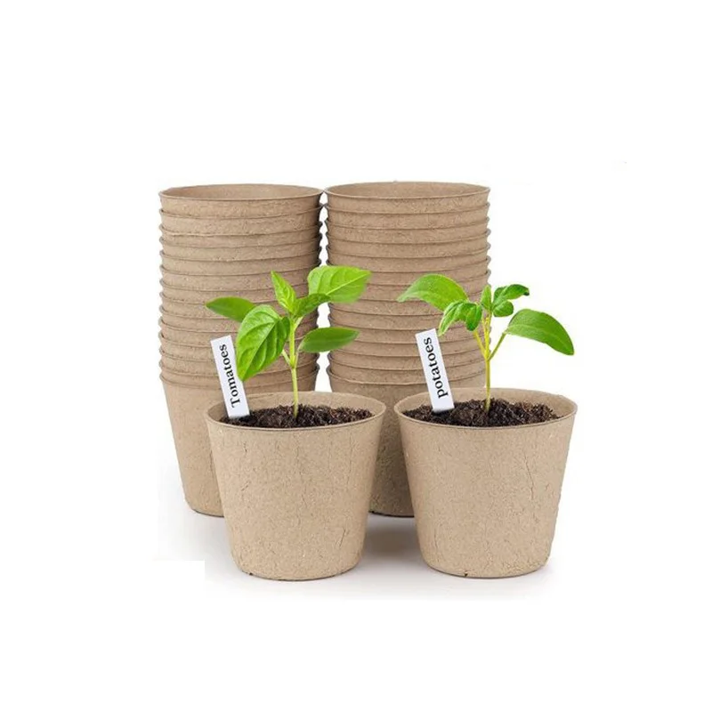 FP029 Biodegradable transplanter pulp paper flower plant peat pots tray planting pots for seedling prices wholesale