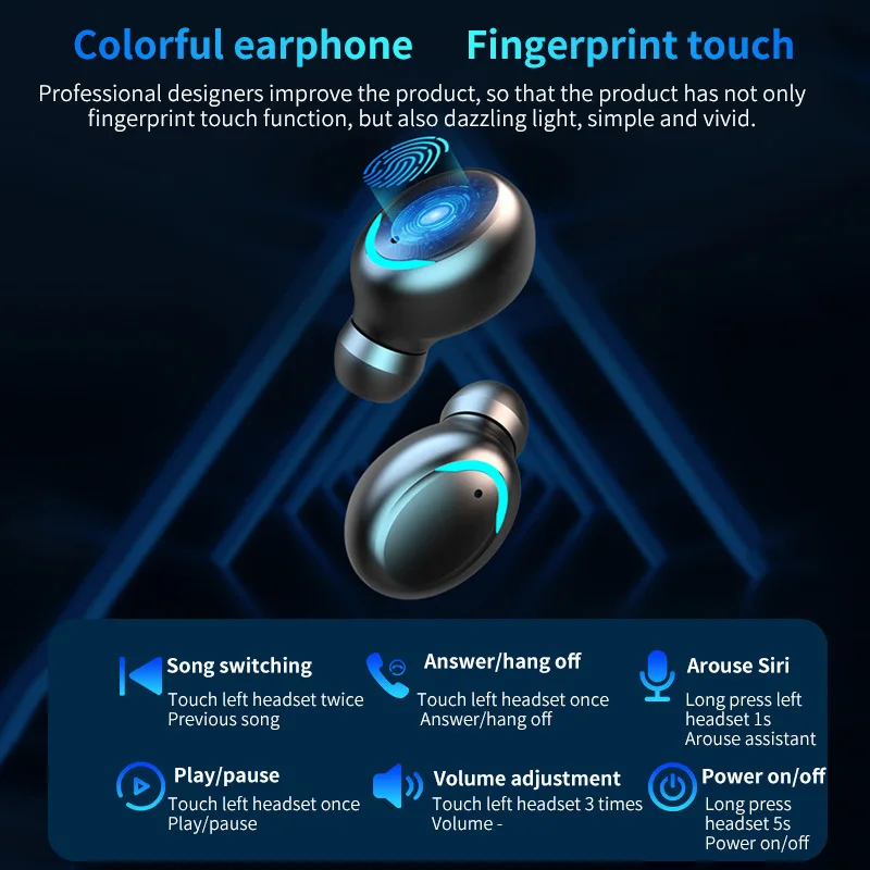 F9-5c Tws V5.1 Earphone 9d Stereo Headphones Gaming Headset Sport Waterproof Earphones True Wireless Earbuds With Charging Case