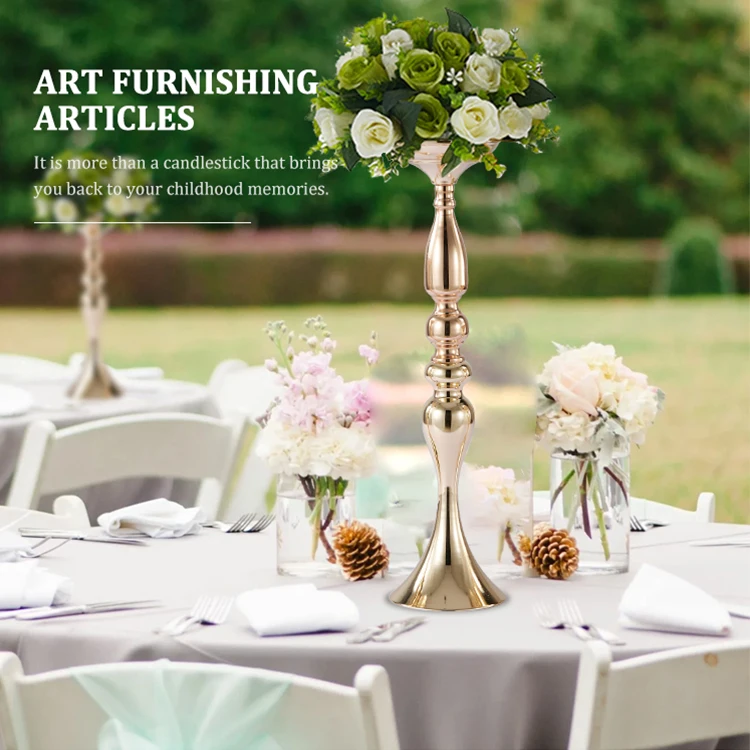 Zhuoyun Handmade Table Centerpiece Festival Party Home Wedding Decoration Gold Metal Vase