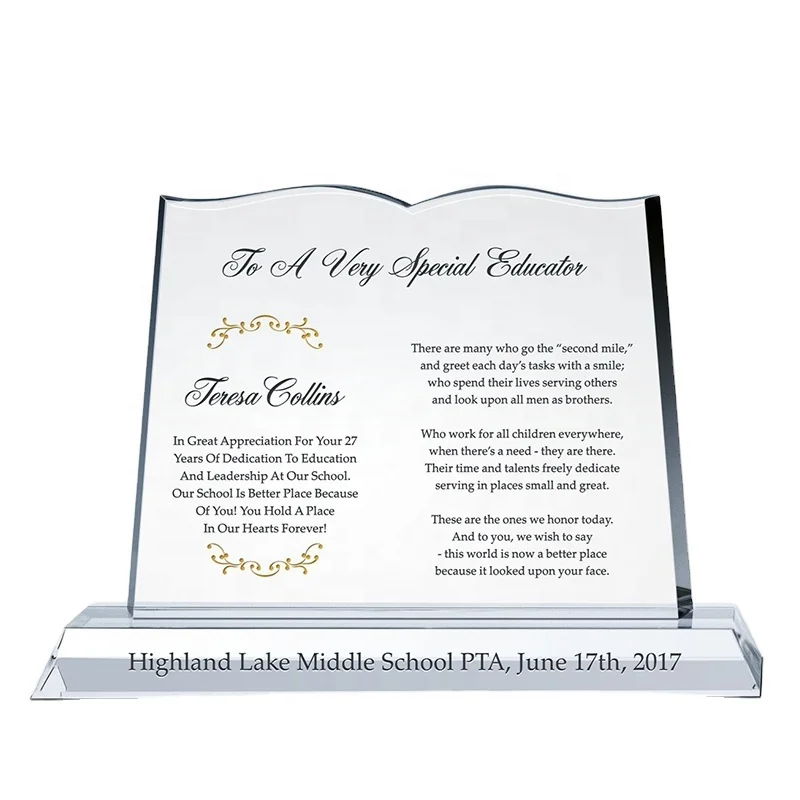 Popular Arabic Islamic Decoration Crystal Ramadan Souvenir Gift Engraved Quran Book read crystal trophy award