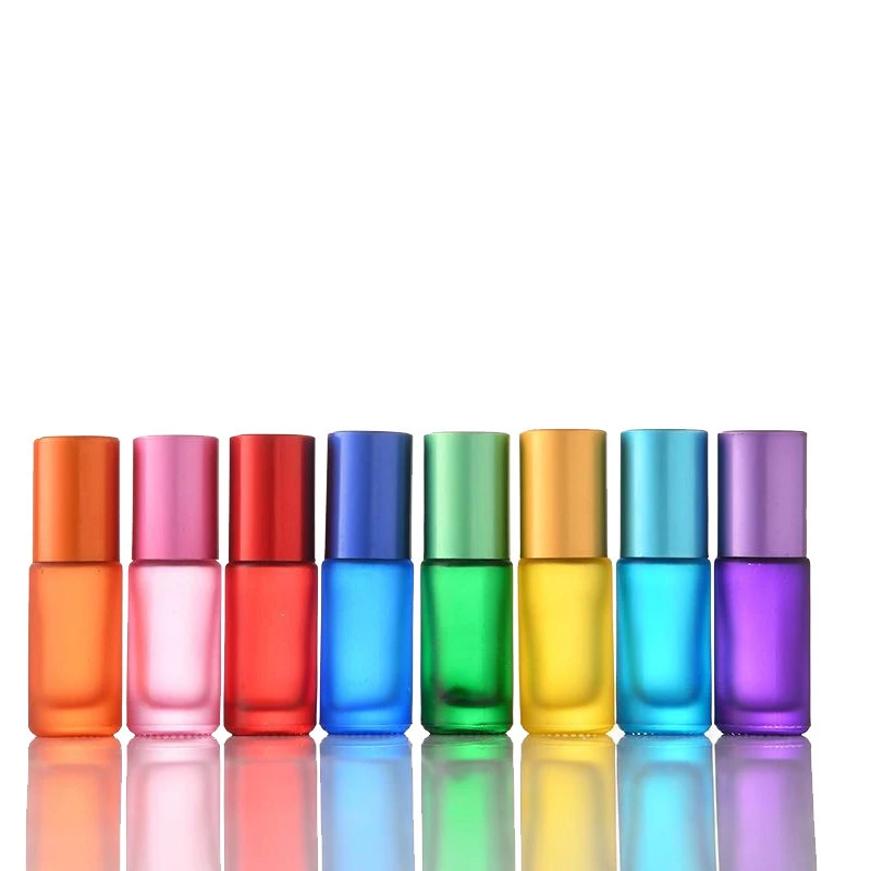Color Coated Bearing Bottle 5 10ml Matte Perfume Walking Beads Glass Bottle Refined Lip Oil Bottle Can Be Customized LOGO