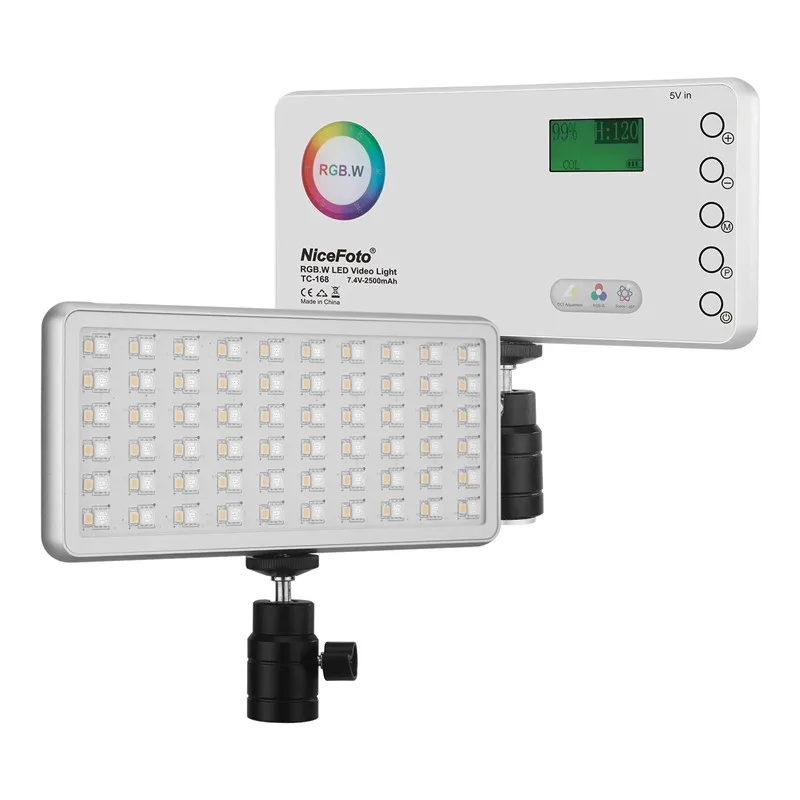 NiceFoto TC-168 Pocket Size LED RGB Light 2500-9900K With Bag 1/4 Inch Mounting Screw Holes 18 Kinds of Effects for Photography