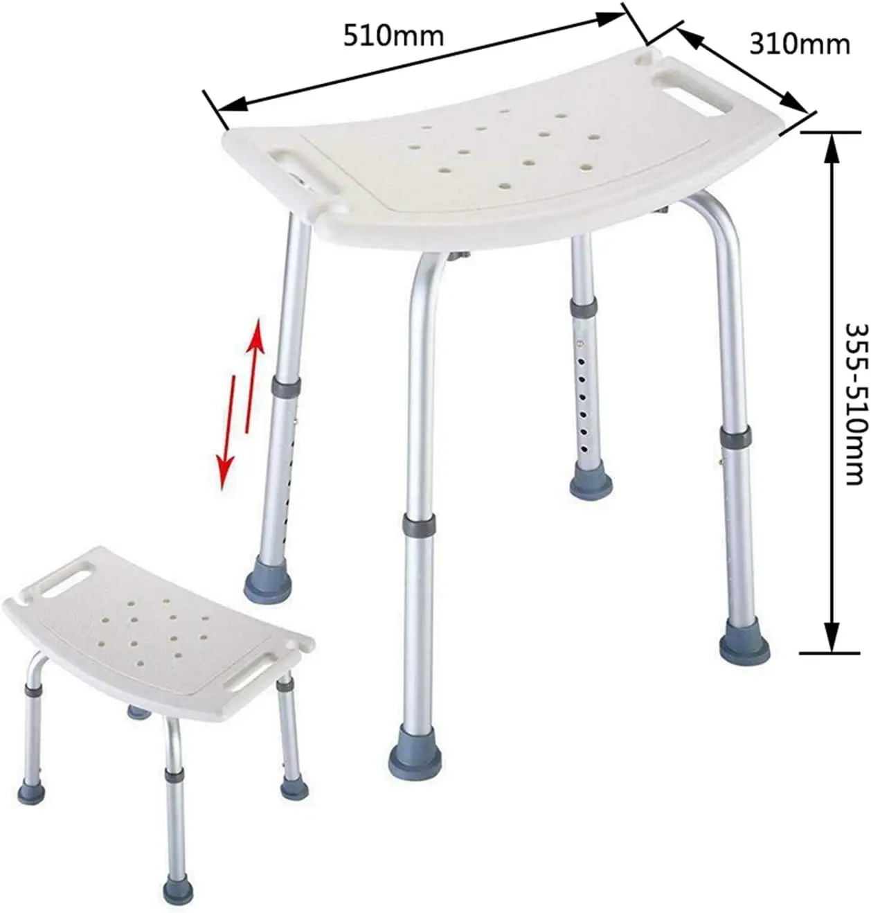 bathroom disabled old white shower seat height adjustable square Shower Stool with Suction Feet