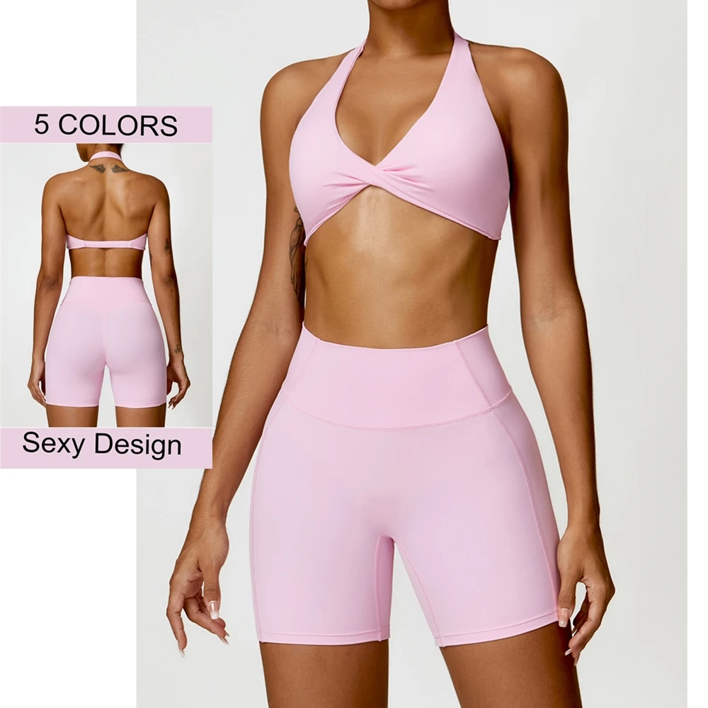 Sunquest Twist Front Women Sports Bra Compression Sexy U Back Ladies Gym Yoga Crop Top Beach Wear Women Workout Bra