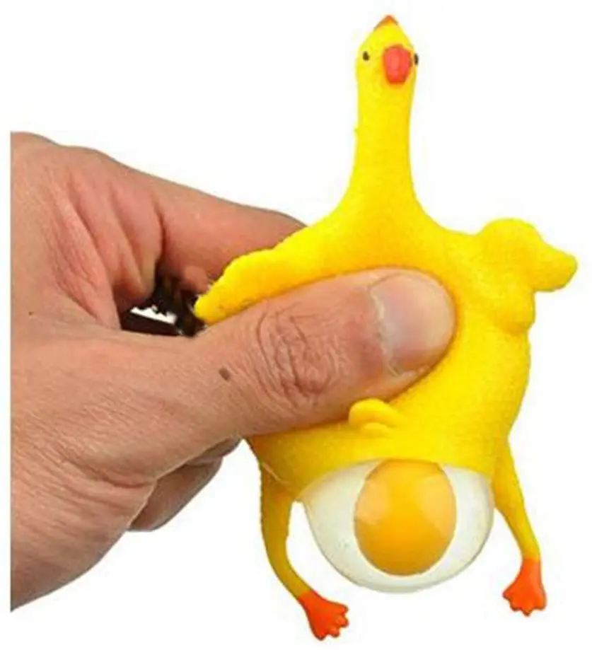 Stress Toys Relief Vent Tricky Toys Creative Squeeze Chicken Laying Egg Key Chain Funny Decompression Chicken Squeeze Toy