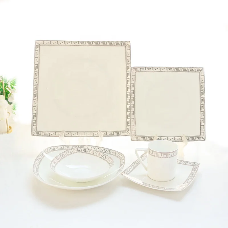 luxury tableware fine bone china square dinnerware sets porcelain crocery dinner sets