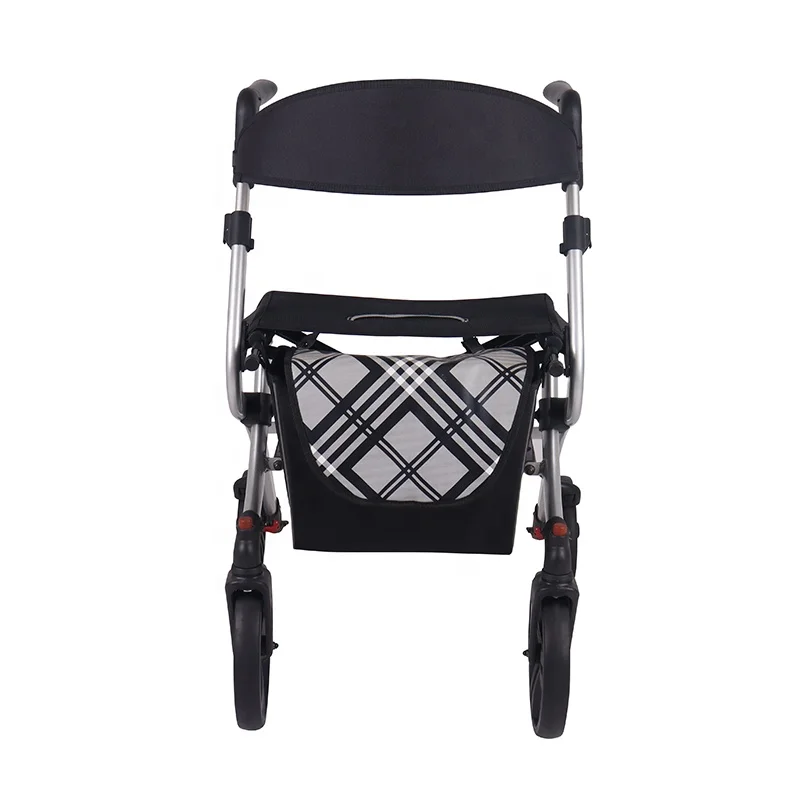 Height Adjustable Walker Rollator Aluminum Walker Rollator Portable Rollator Walker With Seat Big Wheel For Elderly