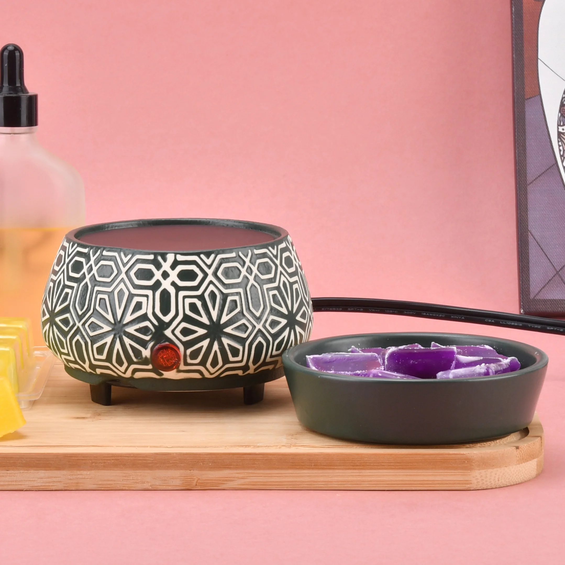 Ceramic Plug in Candle Melt Burners Stoneware Electric Scented Candle Wax Warmer Ceramic 2 In 1 Fragrance Wax Melt Warmer