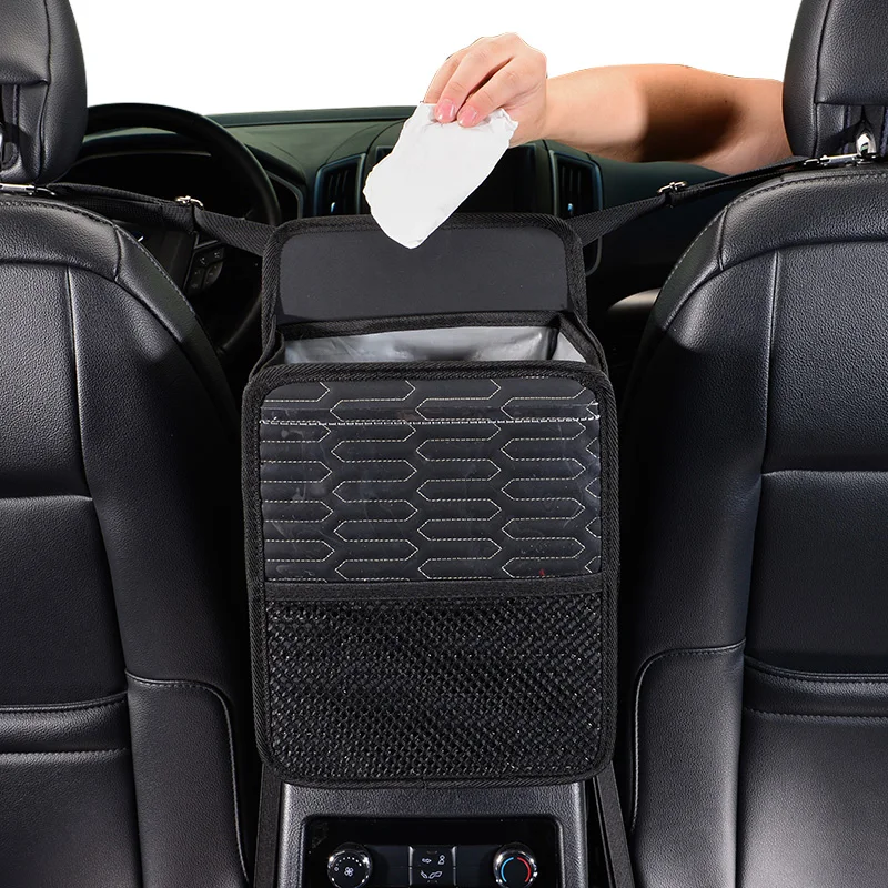 Автомобильные внутренние аксессуары, 2021 Водонепроницаемая Автомобильная мусорная корзина, сумка для хранения, автомобильный карман, кожаный складной подвесной автомобильный органайзер, мешок для мусора
