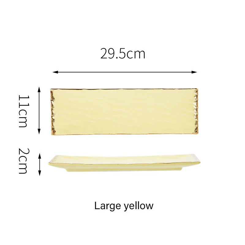 Nordic rectangular pink green fruit plate Flat ceramic Japanese sushi dessert deluxe dinner garnish plate