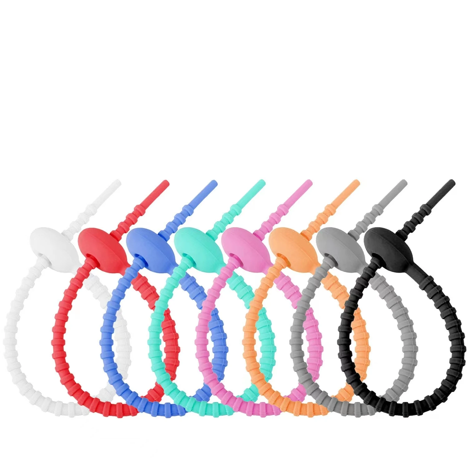 230mm Silicone Tie Zip Binding Tape Multi-Function Cable Tie Headphone Data Cable Storage DIY Jewelry Silicone Zip