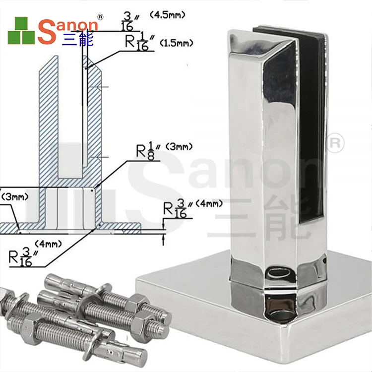 SANON 304 316 2205 регулируемые стеклянные зажимы из нержавеющей стали для балюстрады