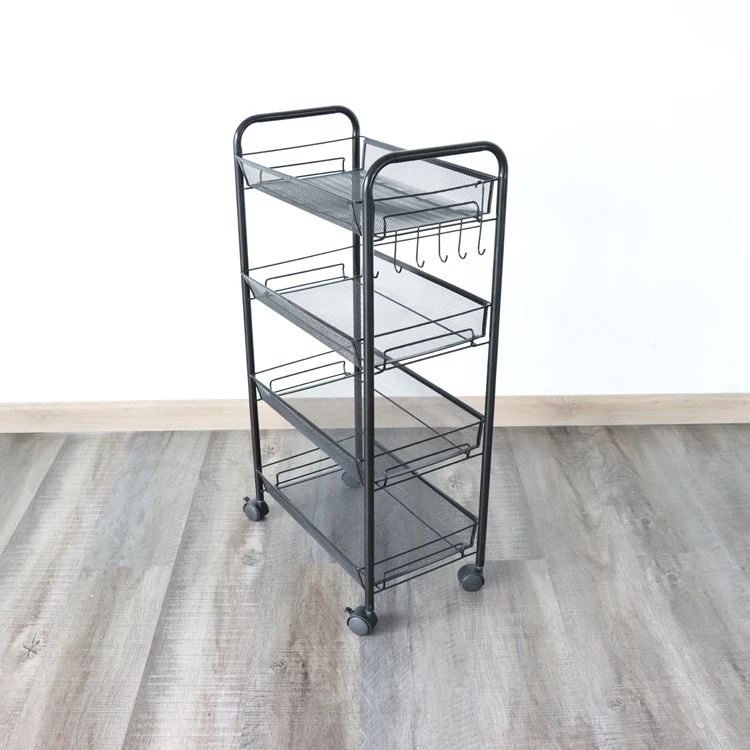 Kitchen Furniture 4 Tiers Metal Fruit Vegetable Storage Rack Kitchen Moving Storage Carts