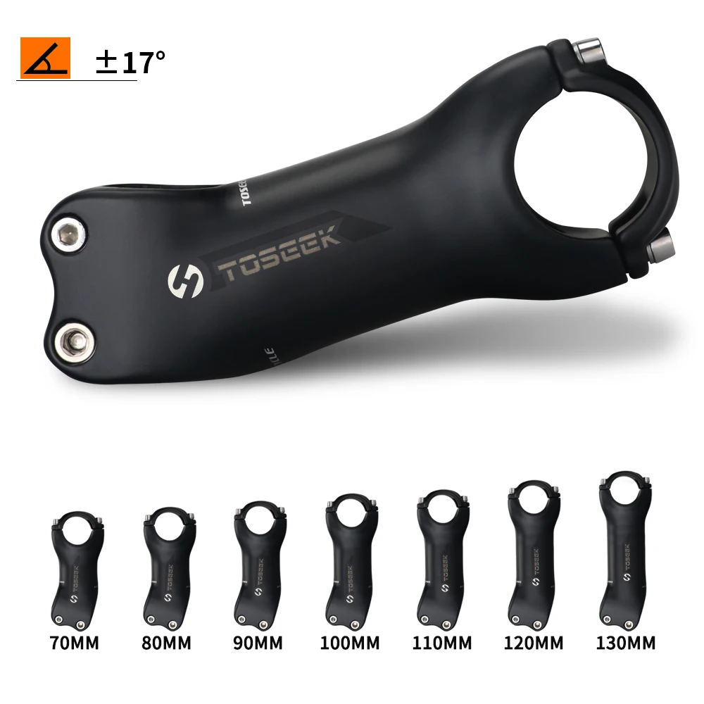 Toseek  Black Matte 31.8 Mtb Handlebar Stem 6/17Degree Bicycle Stem 70/80/90/100/110/120/130Part Bike Stemebike Carbon Stem