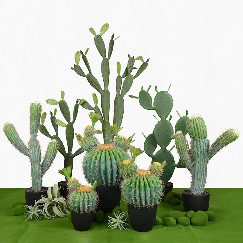 Yizhi cute evergreen plants cactus artificial desert style cactus plants bonsai tree plant home office decoration for sale