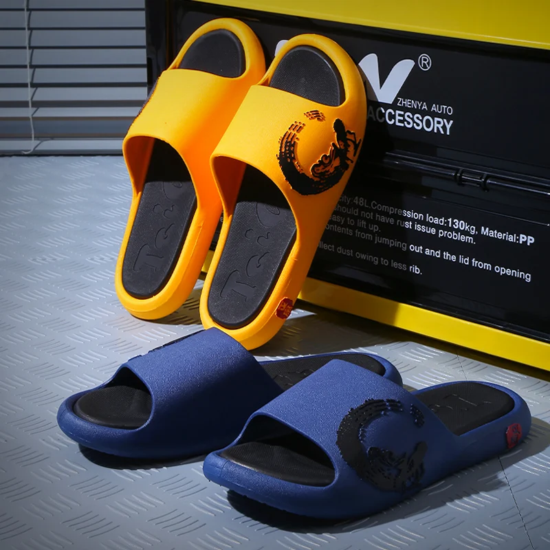 Chinese pattern OEM four season unisex anti slip EVA insole Men Outdoor Slippers