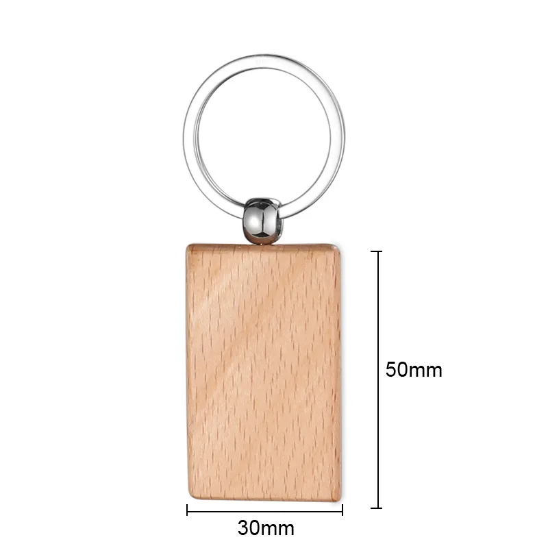 Customizable LOGO Blank Wooden Key Chain Rectangle Wood Blanks for Key Chains Wood Engraving Blanks for DIY Gift Crafts