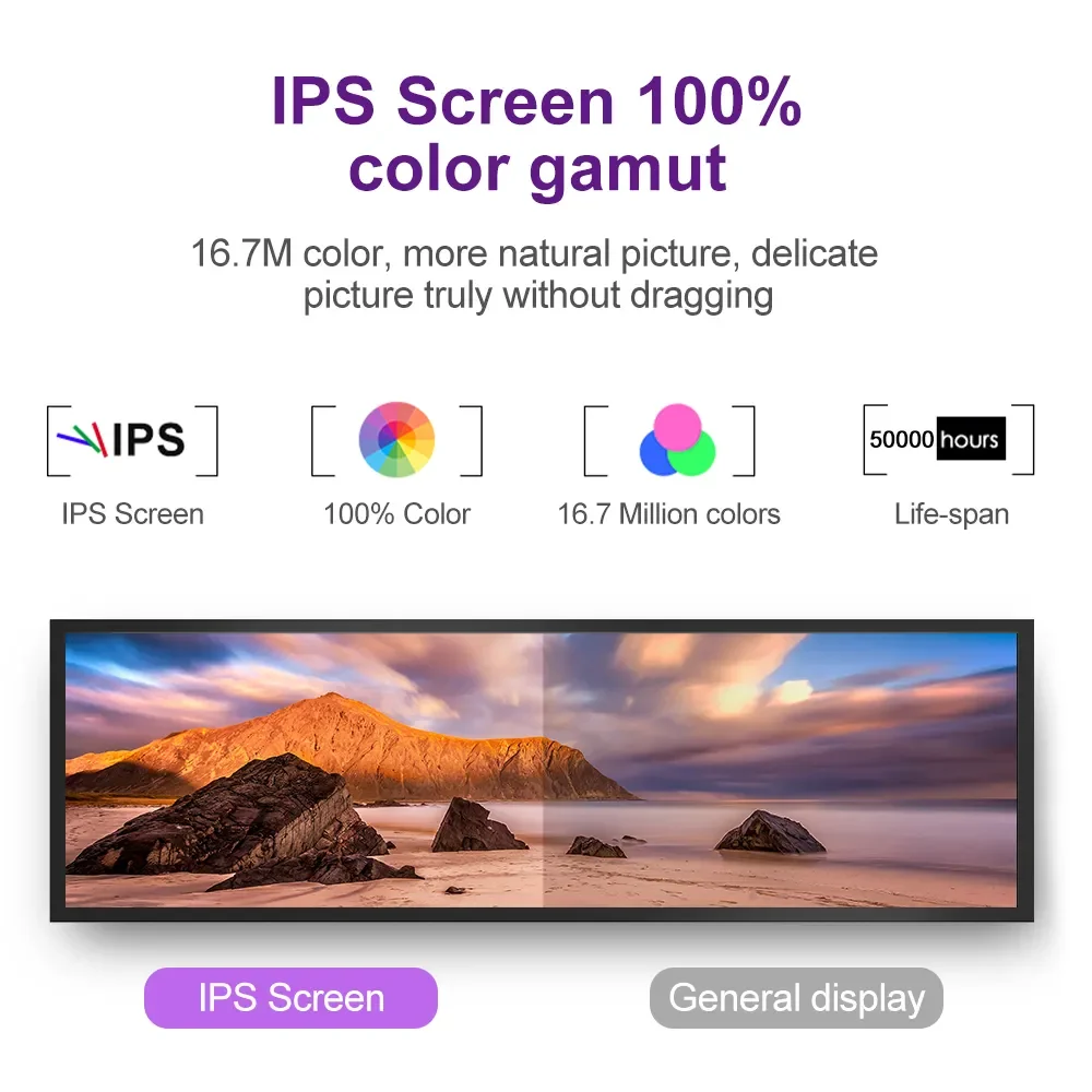 LuxGaze Media Player Digital Signage Stretched Bar Ultra-Wide Display 23.1 Inch Lcd Shelf Advertising Screen Mount Monitor