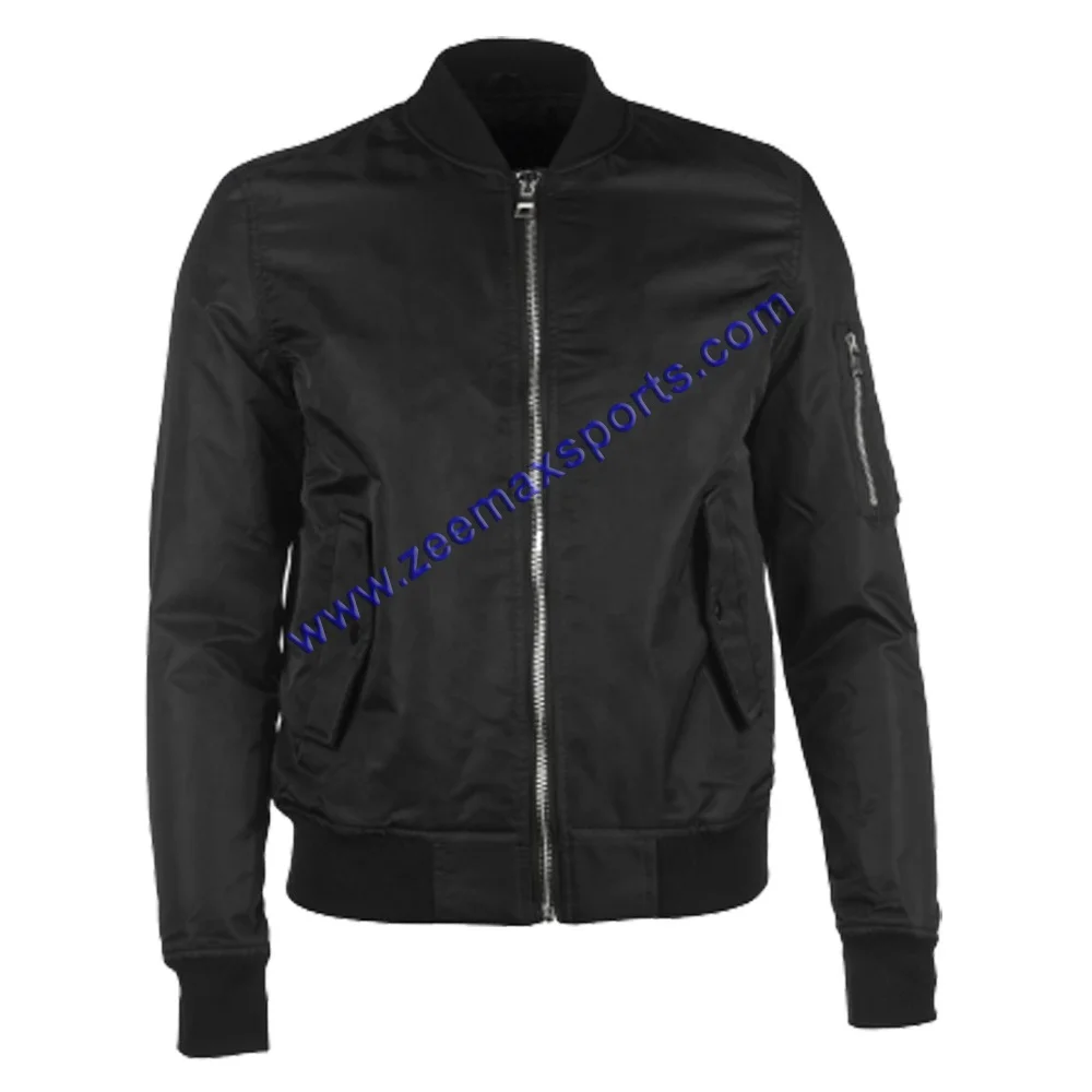 
Men Bomber Black Jacket 100% Polyester / Letterman Baseball Jacket 