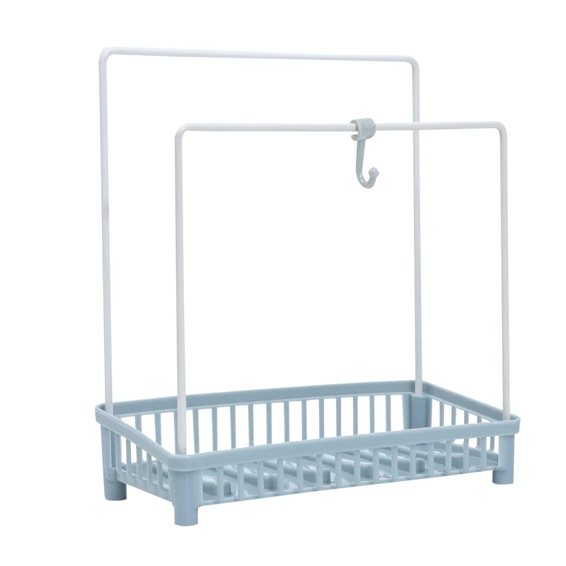 
Dishcloth Towel Storage Holder Multi-Use Drain Storage Shelf with Drip Tray and 2 Hook 